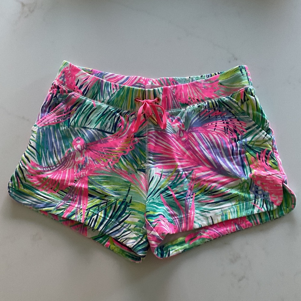 Lilly Pulitzer Pink and Green Tropical Athletic Shorts
